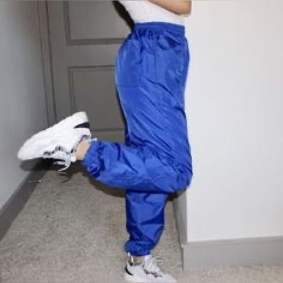 Vintage Nylon Royal Blue Athletic Track Pants Varsity Joggers M - Picture 11 of 12